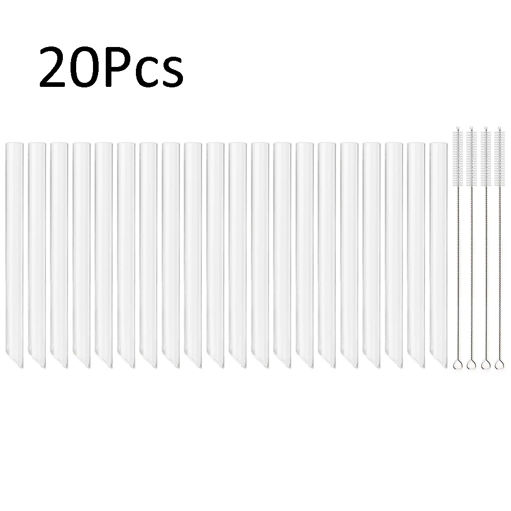 High Borosilicate Glass Reusable Drinking Straws Set - Eco-Friendly Bar Accessories for Bubble Tea and Smoothies