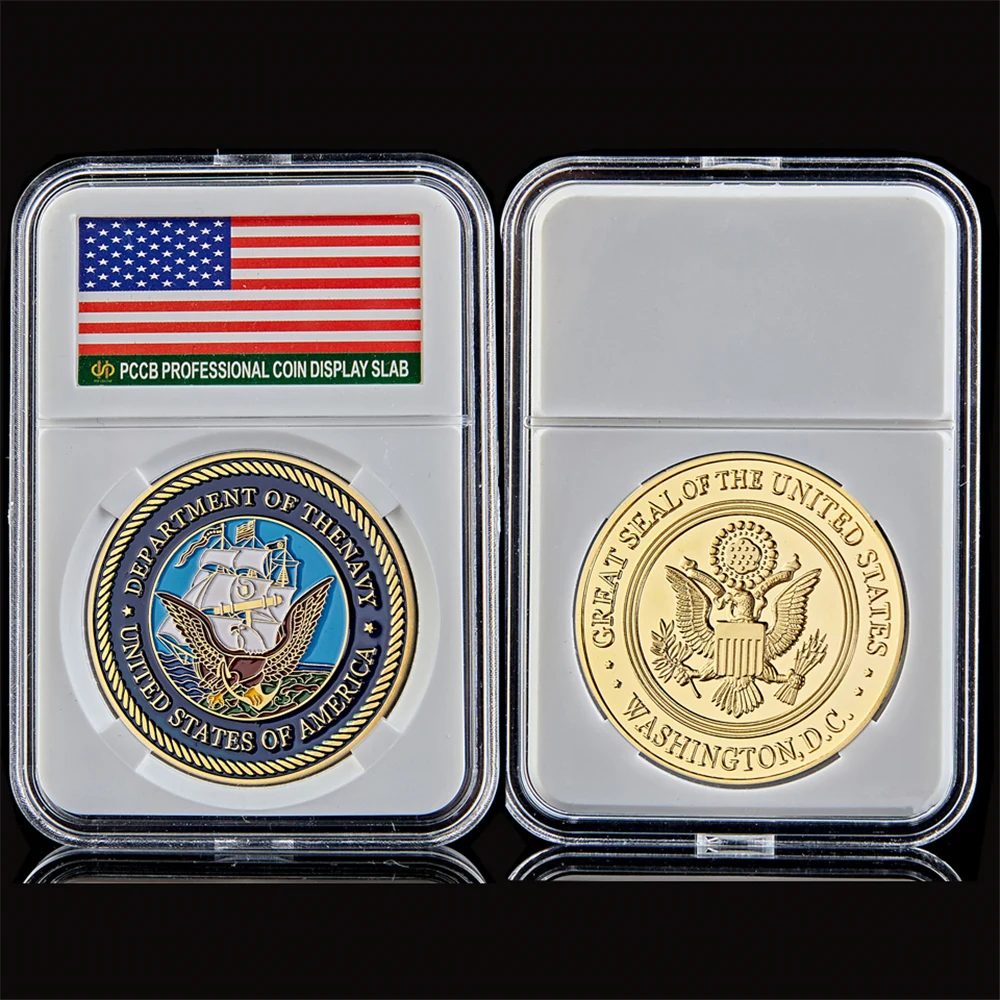 

US Department of The Navy Washington D.C Great Seal of USA Military Veteran Soldier W/ Capsule Display