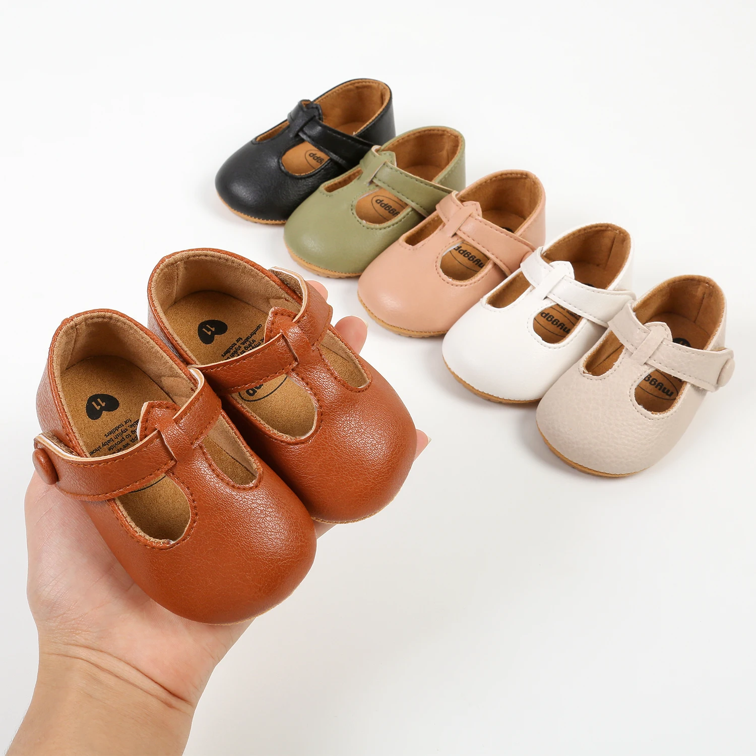 Baby Boys Girls Shoes Infant Leather Rubber Sole Anti-slip Toddler First Walkers Crib Shoes Newborn Girl Princess 2