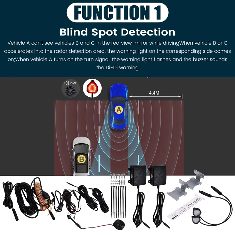Universal 24Ghz Millimeter Wave Radar Car BSD Blind Spot 20M Detection System BSM Blind Spot Monitoring Assistant
