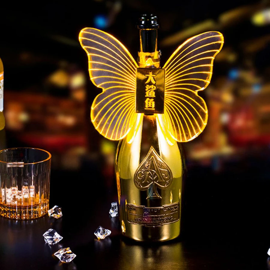 

Led Butterfly Shape Champagne Service Sparkler Light LED Strobe Baton VIP Bottle Topper Flashing Light For Nightclub Bar Decor