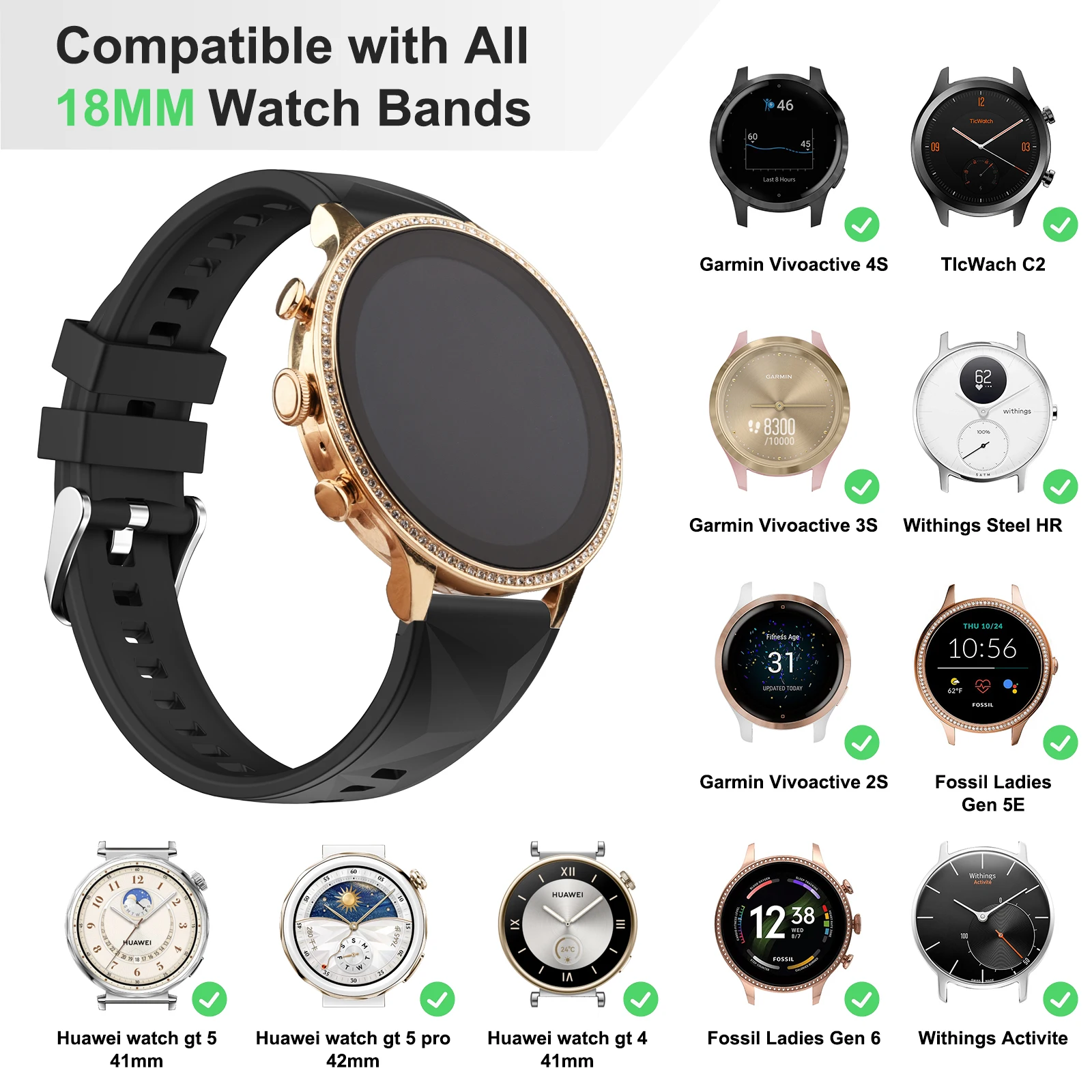 Versatile 18mm Silicone Watch Strap - Premium Comfort & Style