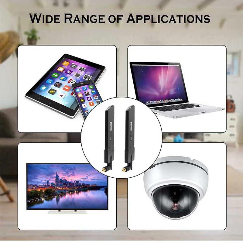 2PCS 신호 강화 LTE, 5G, 4G, 3G, GSM, 600-6000Mhz 22dBi 전방향성 WiFi 라우터 안테나(TS9 SMA Male 포함)