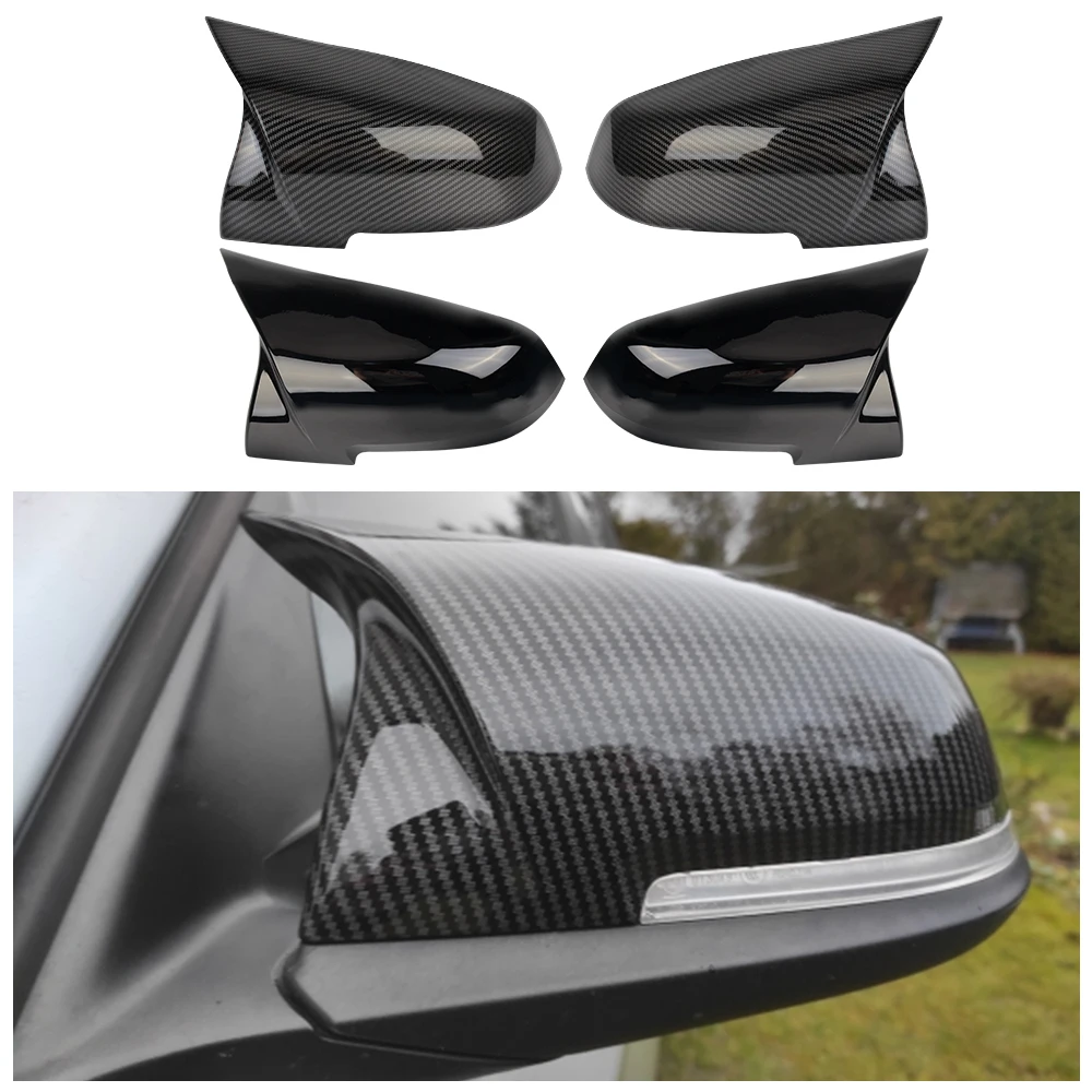 Cap 1 Pair Carbon Black Rearview Mirror Covers For Bmw Series 1 2 3 4 X