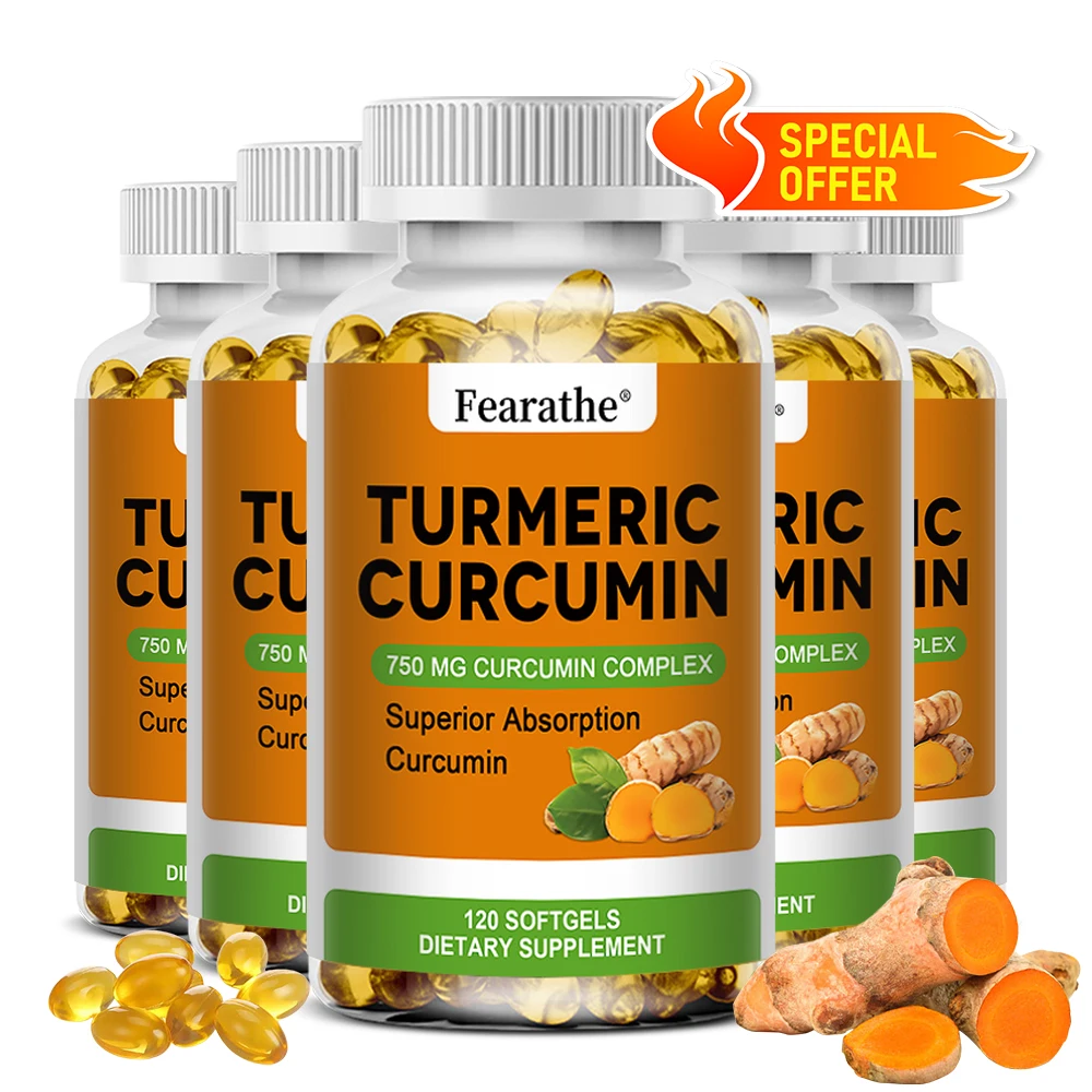 Organic Turmeric Curcumin-750 Mg Curcumin Complex for Cardiovascular Bone Muscle Brain Health 120 Capsules turmeric ginger supplement
