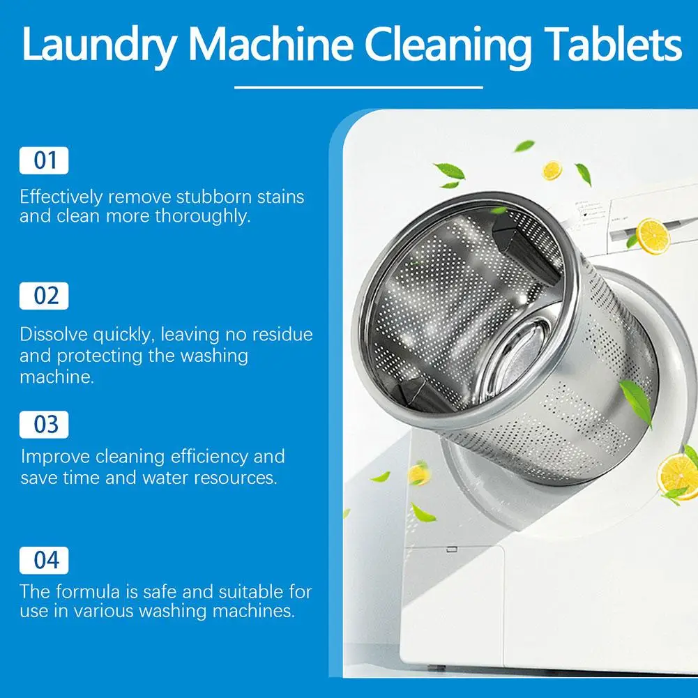 Washing Machine Cleaner Deep Cleaning Formulas Tablets For Front Top Load Washing Machines Contamination effervescent table F7I3