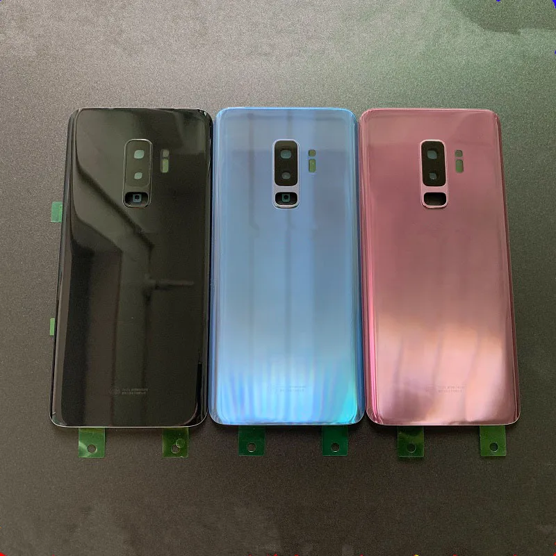 삼성 갤럭시 S9 플러스 G965 유리 배터리 뒷면 커버 수리 용 S9Plus 하우징 도어 폰 후면 케이스 + 카메라 렌즈 교체