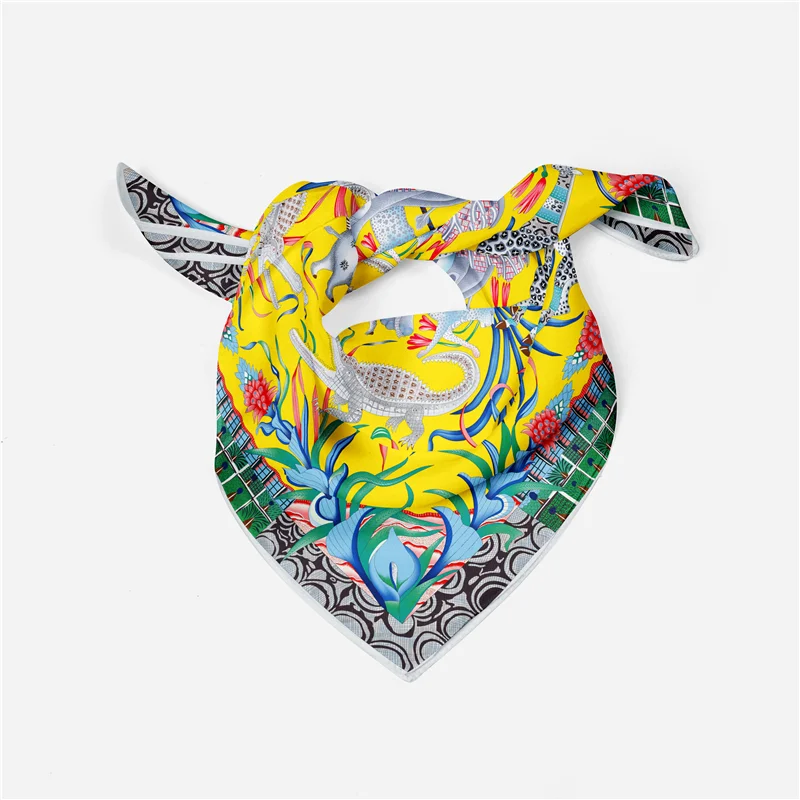 53 cm Elefant Giraffe Zebra Quadrat Schal Marke Design Pferd Luxus Seide Frauen Schal Bandana Stirnband Mode Hijab Halstuch – Detail 9