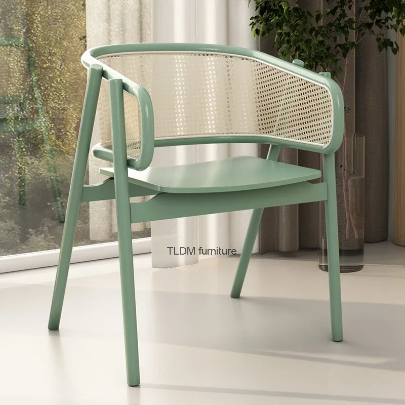 

Wood Leg Modern Dining Chairs Rattan Minimalist Outdoor Design Floor Lounge Chair Nordic Balcony Armchair Cadeiras Furniture