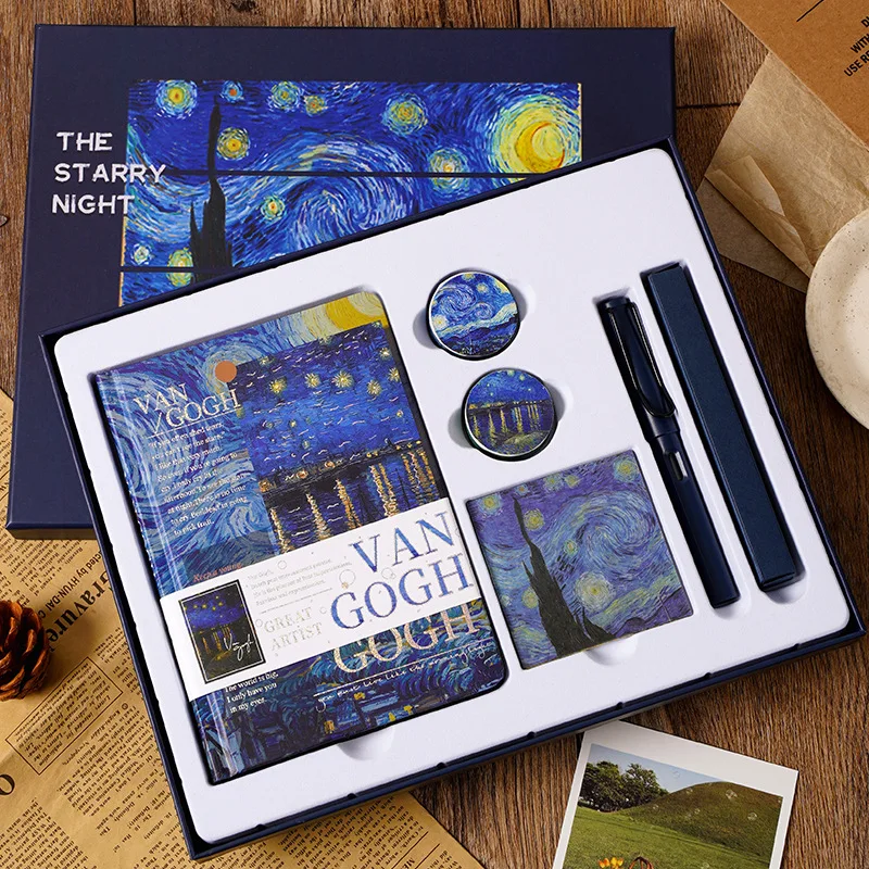 

European Style Oil Painting Hand Ledger Set Creativity Van Gogh Monet Sends Gifts To Students Art Hand Ledger Notebook Gift Box