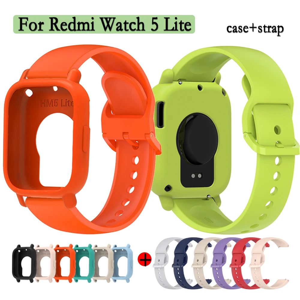 Premium Silicone Adjustable Watch Strap with Case Decoration - Single Color Replacement Wristband