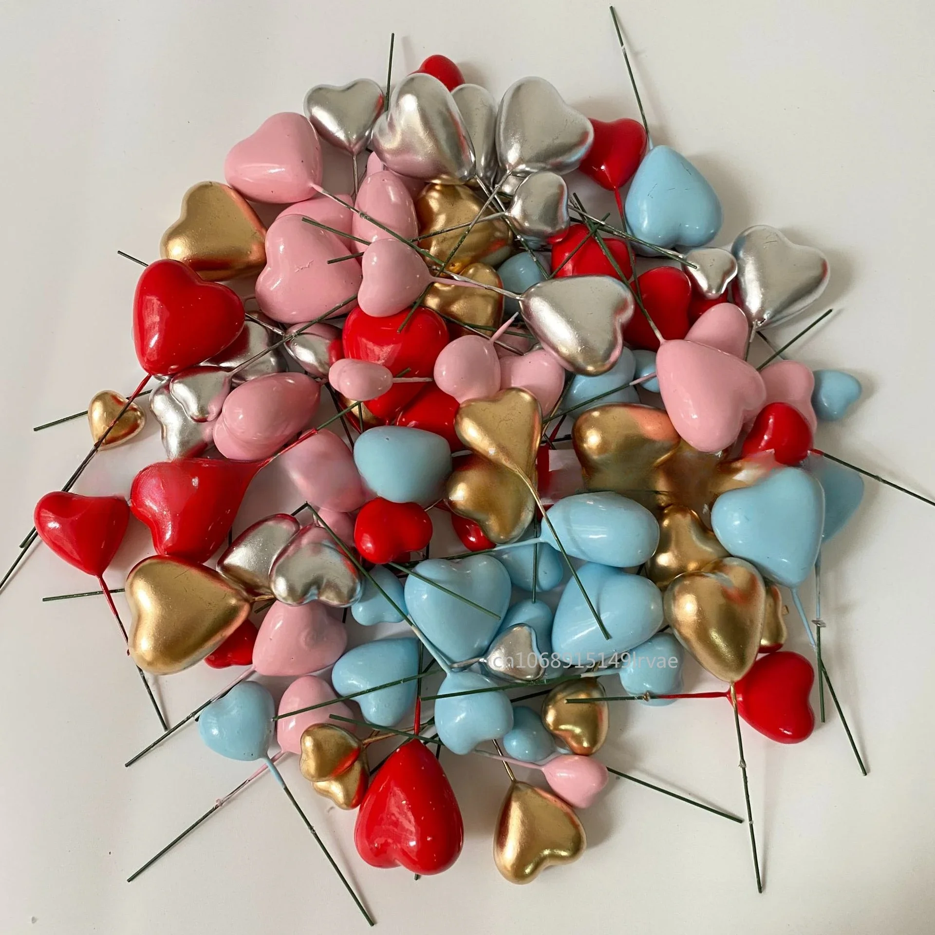 20PCS 3D Heart Cake Toppers Foam Toppers Cake Decoration Happy Birthday Cake DIY Insert for Wedding Baby Shower Valentine's Day