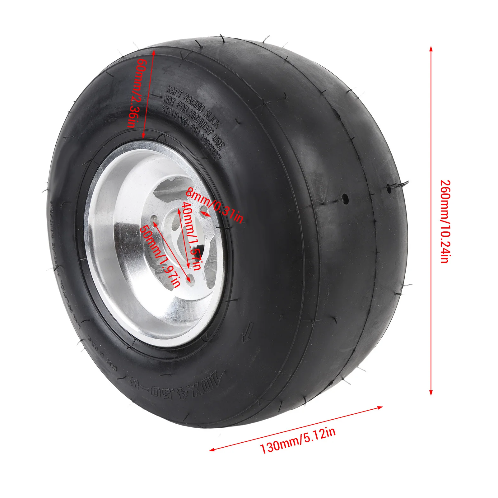 ATV UTV Go Kart Tire Long Lasting 4PR Tubeless Puncture Proof 10x4.50-5 Wheel Tyre Enhanced Traction for Cart for Drift Trike