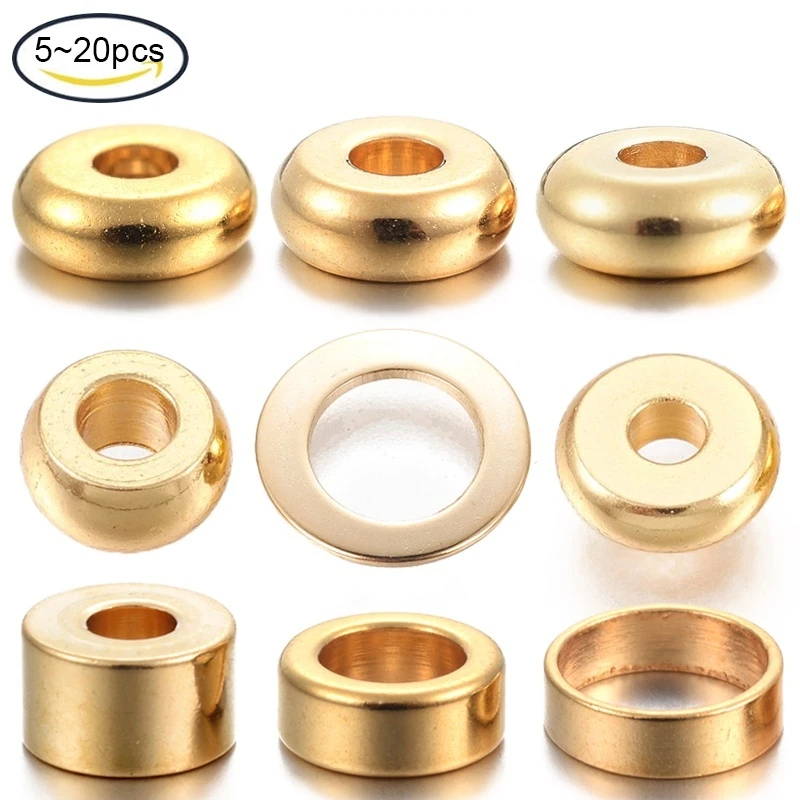 

5-20PCS 6X4 mm Gold Stainless Steel Beads Loose Big Large Hole Charm Beads For Bracelet Diy Jewelry Making