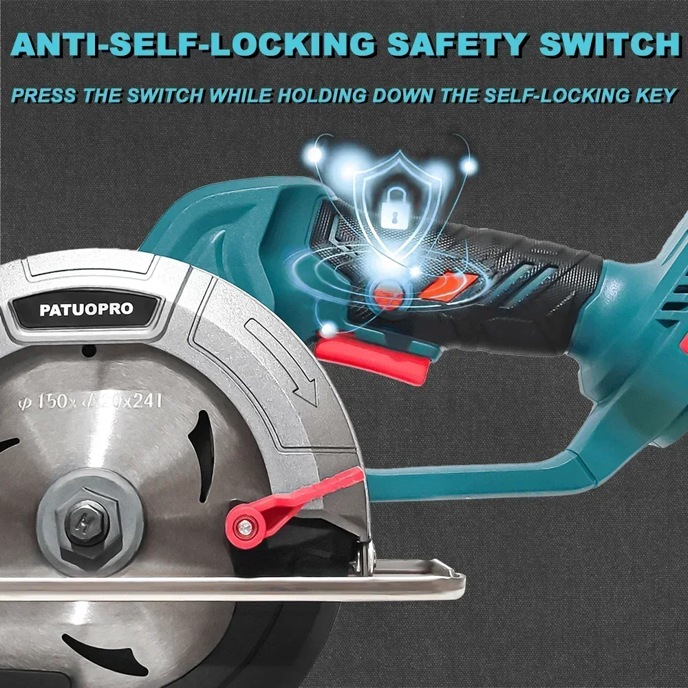 PATUOPRO 6 Inch Brushless Circular Saw Compact Electric Saw Wood Metal Ceramic Tiles Cutter Power Tool For Makita 18V Battery 5