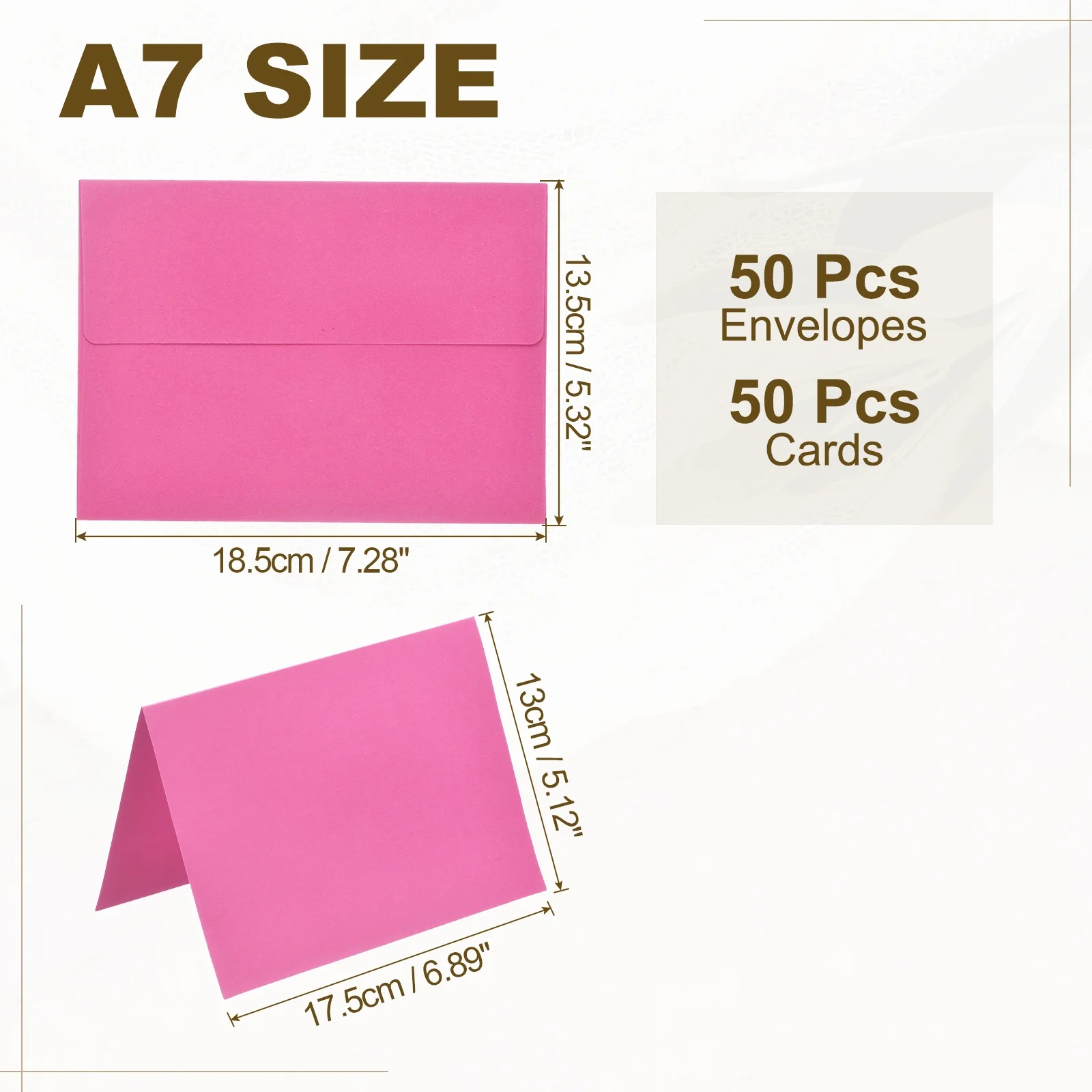 50-Set A7 Self-Seal Envelopes with Folded Cardstock for Invitations and Greeting Cards