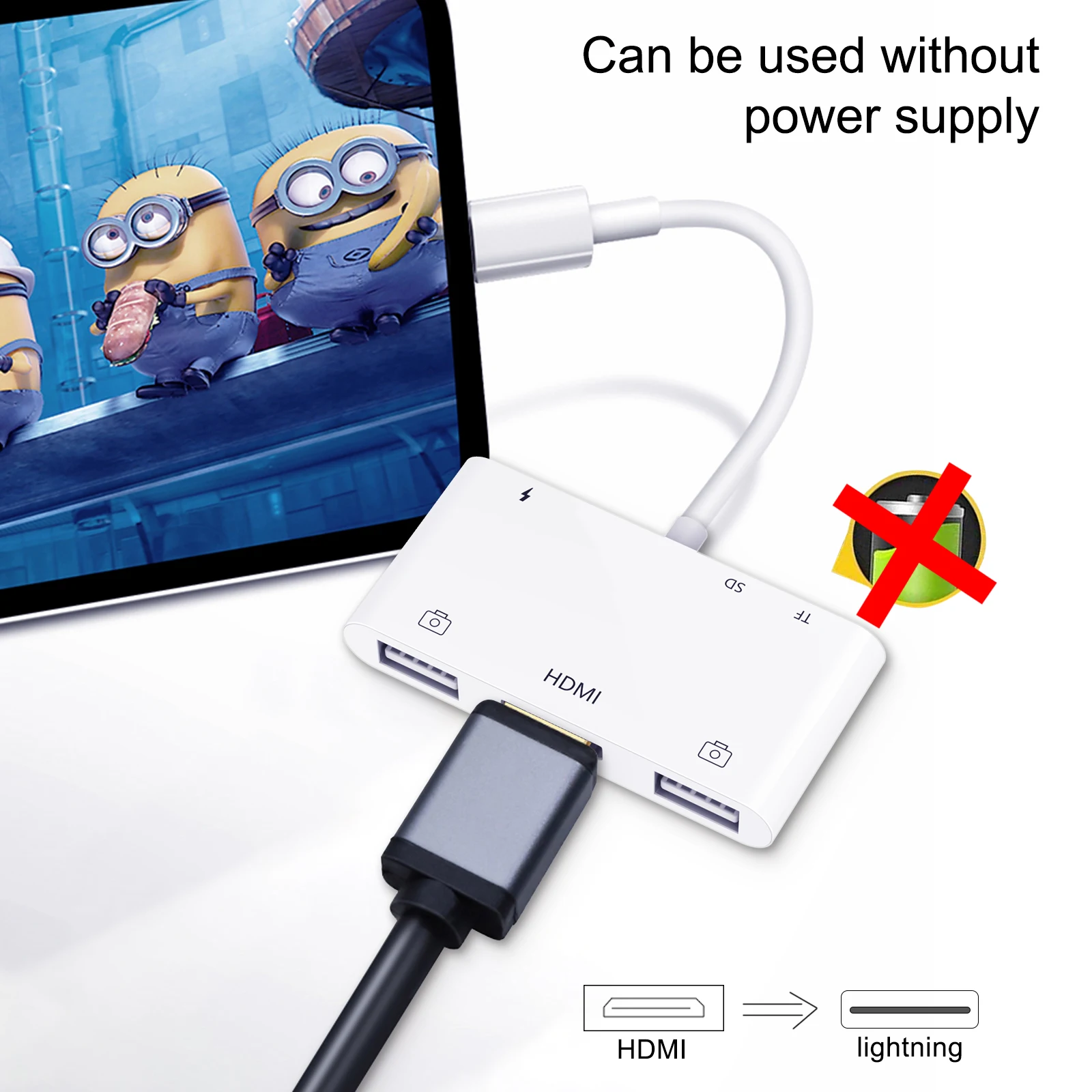 Adaptador Lightning a HDMI, USB 3,0, OTG, AV Digital, Cable Lightning a SD,  lector de tarjetas TF, Dongle compatible con TV y proyector - AliExpress