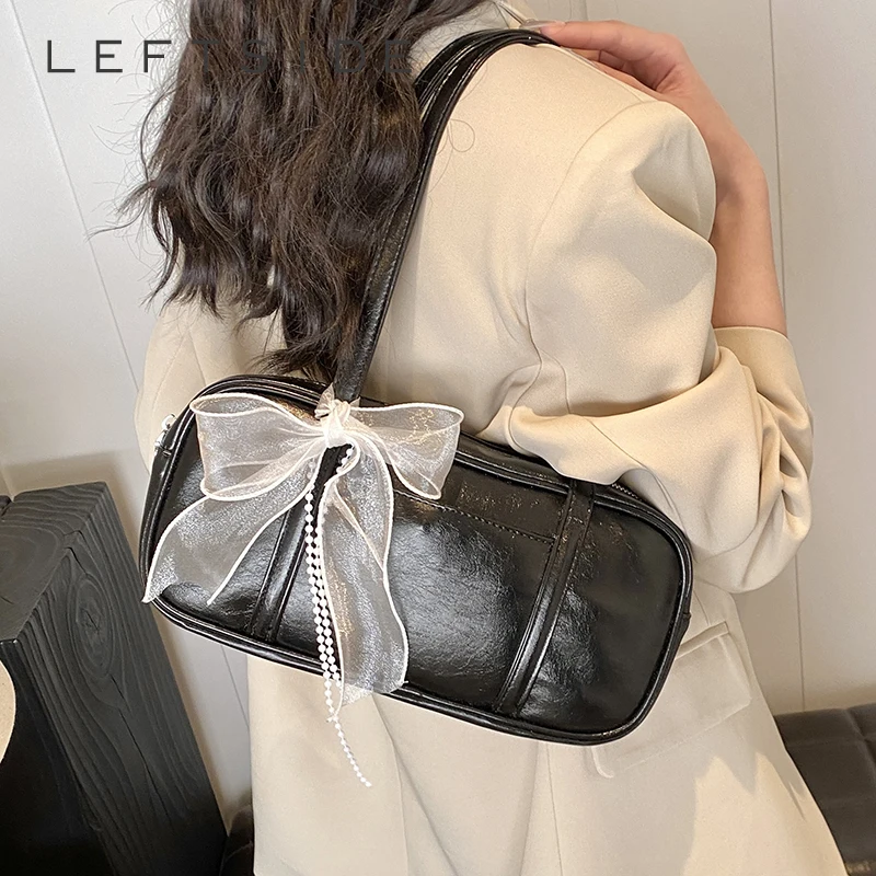 

Дизайнерские маленькие Сумки из искусственной кожи с лентами для женщин, новинка 2024, модная трендовая сумка через плечо Y2K, сумка через плечо, сумки и кошельки