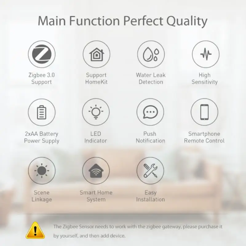 Tuya ZigBee 무선 누수 센서, 침수 감지기, 누수 감지 경보, 물 센서, 스마트 홈 지지대, 홈키트
