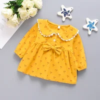 Spring And Autumn Long-Sleeved Cotton Skirt New Female Baby Dress Girl Clothing Toddler Skirt Cherry Print 0-3 Years Old 2