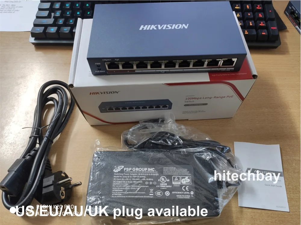 Hikvision DS-3E0105P-E DS-3E0109P-E 4/8 PoE 포트 100Mbps/기가비트 고속 이더넷 비관리형 PoE 스위치