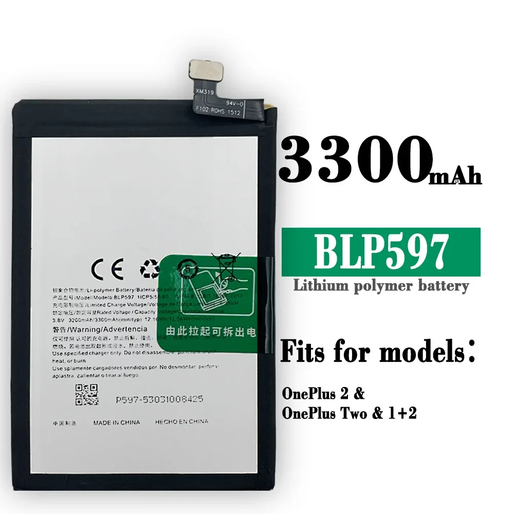 

Phone Battery BLP597 3300mAh For OnePlus 2 A2001 High Quality Replacement Li-ion Batteries + Free Tools