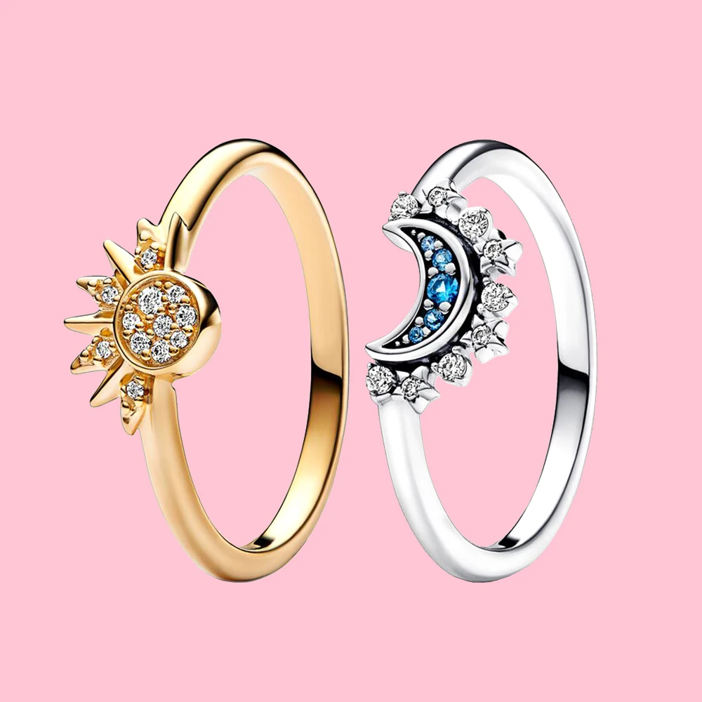 Anillo Luna Menguante Ahokei Anillo De Sol Y Luna Ajustable, Juego