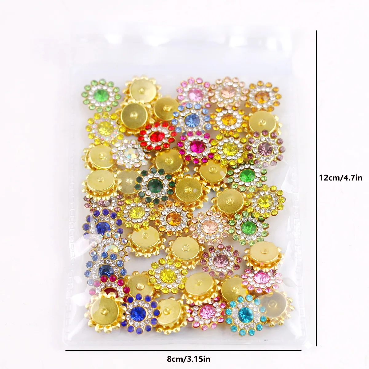 모양 혼합 해바라기 타입, 금색 베이스의 유리 크리스탈 라인스톤 플랫 백 라인스톤 비즈 신발 옷 DIY 장식