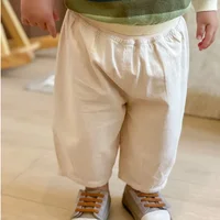 Solid Boy Kids Fashion Trousers Toddler Cotton Clothes Summer Spring Baby  Pocket Ankle Length Loose Girl Children Casual Pants 4