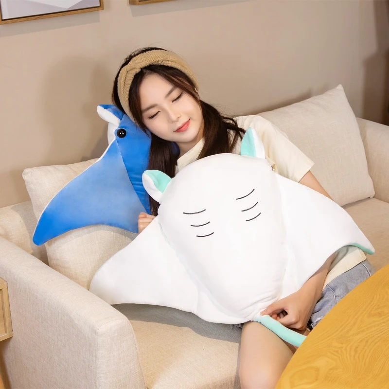 New Cartoon Fish Manta Ray Plush Toy Kawaii Devil Rajiformes Cute Mobulidae Plushies Pillow Stuffed Soft Marine Life Dolls Gifts