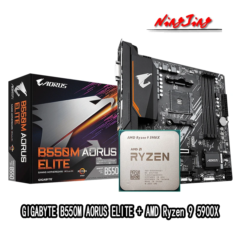 Amd Ryzen 9 5900x R9 5900x Cpu + Ga B550m Aorus Elite Motherboard Suit