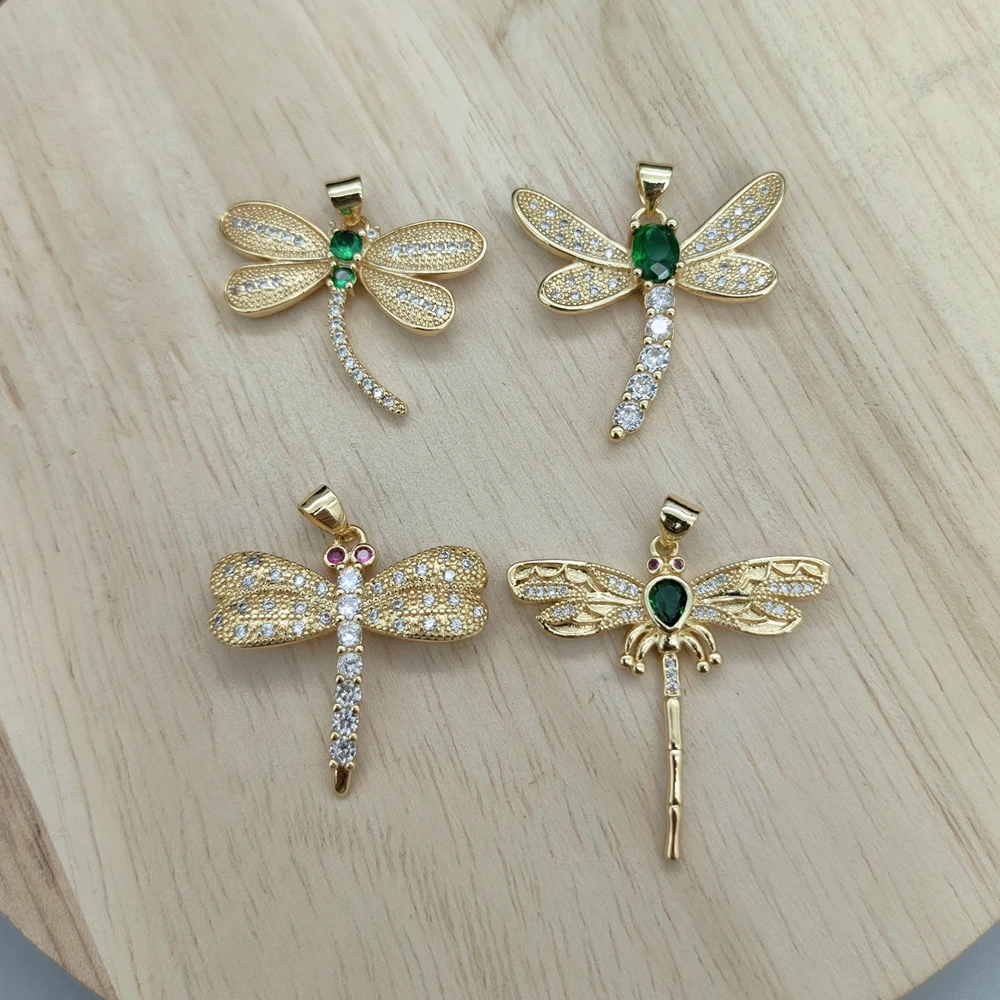 

Beautiful Insect Pendants Women Metal Crystal Zircon Dragonfly Charms For Jewelry Making Necklace Handmade Accessories