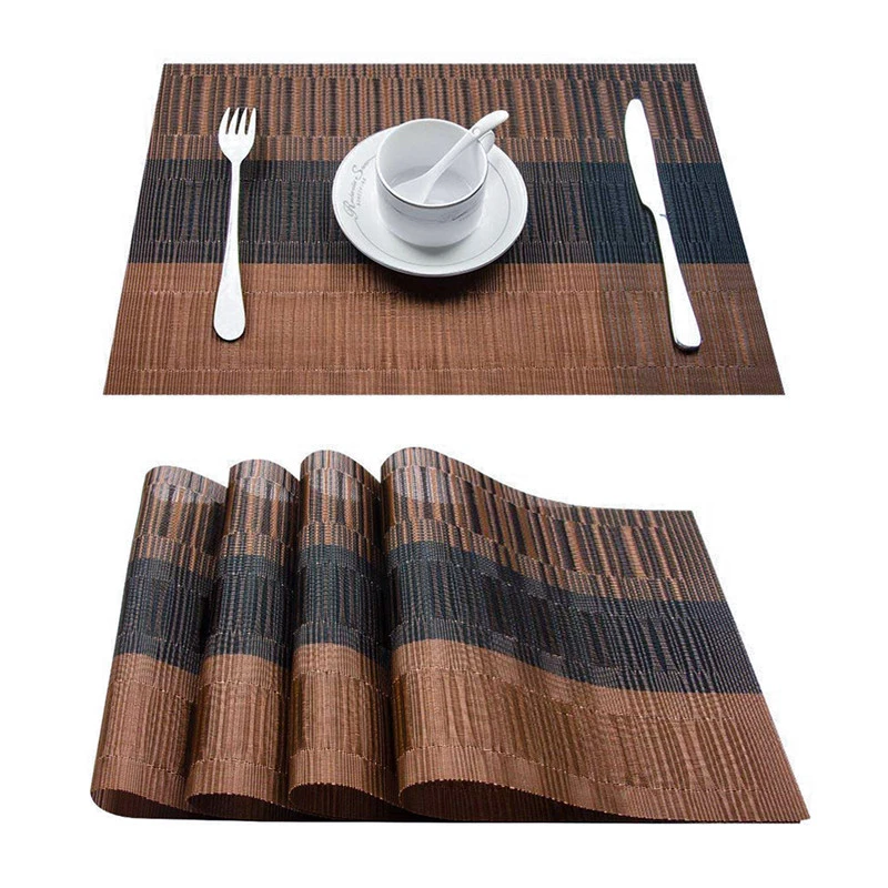 Set Of 4 Table Placemats For Dining Table Woven Mats Non Slip Place Mats Set Cup Coaster Plastic Napkins For New Year Christmas Mats Pads Aliexpress