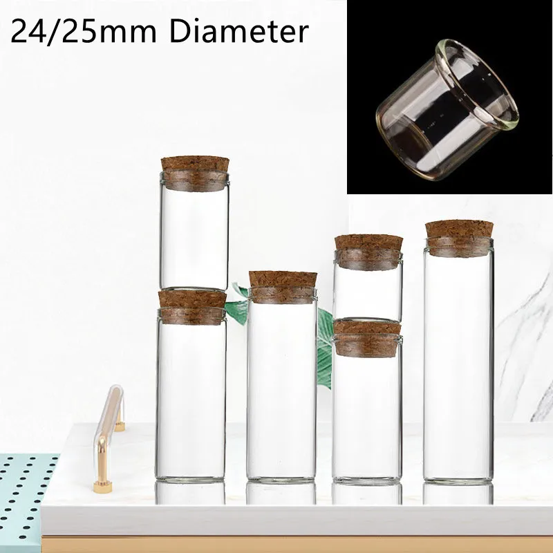 5X 5/8/10/12/14/15/30/40/50/60ML Clear Test Tube Glass Bottles With Cork Stopper Empty Spice Bottles Jars DIY Craft Wed Vials 5