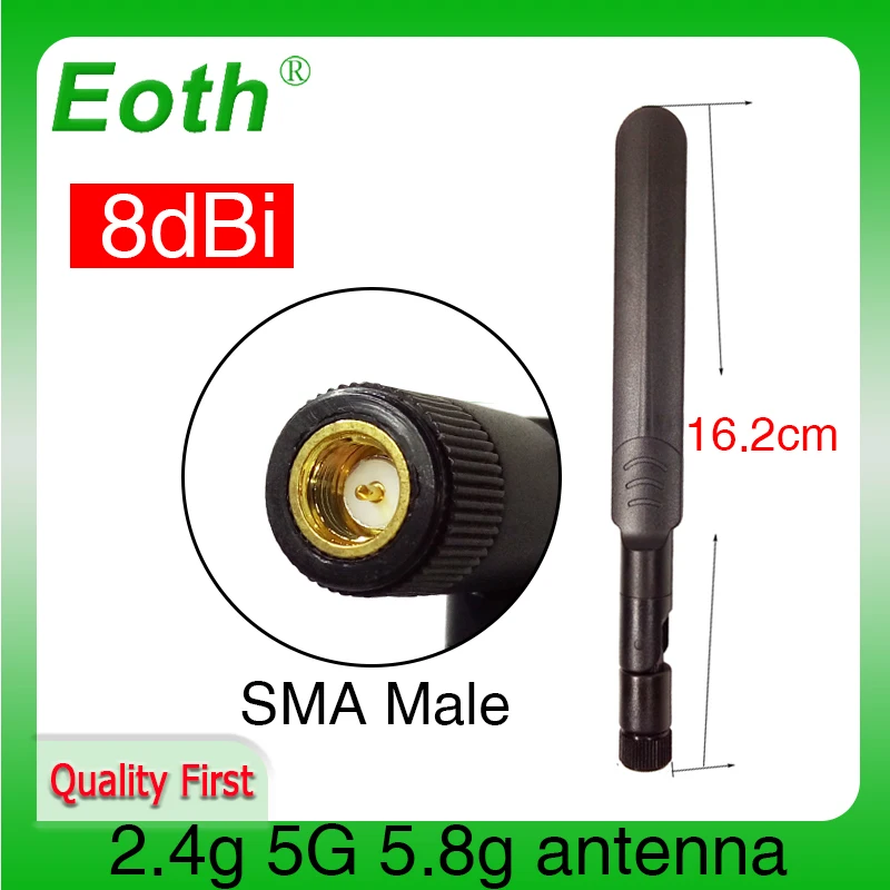EOTH 2pcs 2.4g 5.8g antenna 8dbi sma male wlan wifi dual band antene router antena