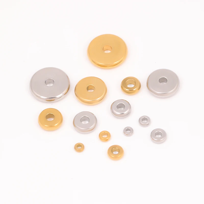 304 Stainless Steel Flat Round Beads 50Pcs 2.5 3 4 5 6 8 10 mm Disc Loose Spacer Beads Jewelry Making DIY Bracelet Necklace