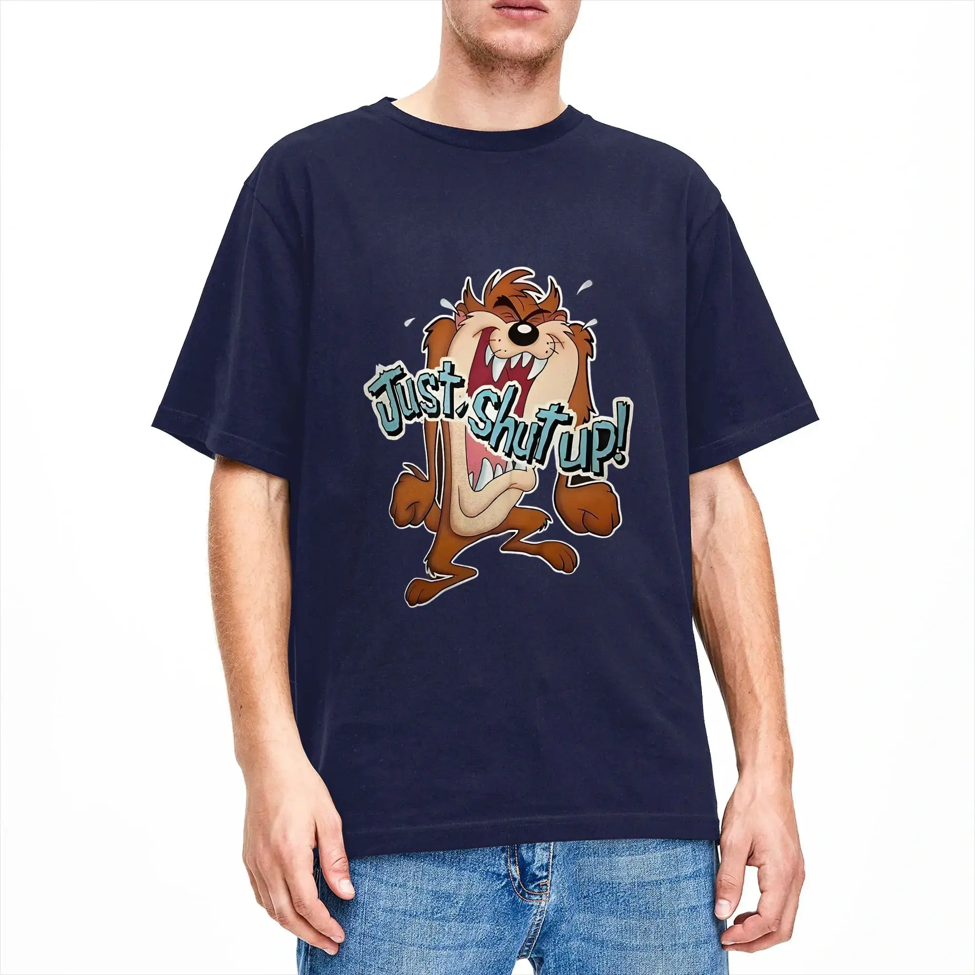 Space Jam Just Shout up Tazs T-Shirt für Herren und Damen, Baumwolle, Neuheiten-T-Shirts, Rundhals-T-Shirts, Kurzarm-Tops, Neu eingetroffen