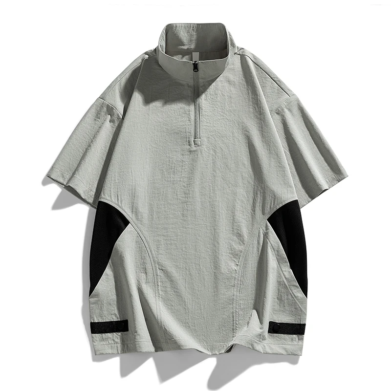Männer T-shirt Anzug Kurzarm Polo Set Sommer Oversize 5XL 6XL 7XL 8XL Plus Größe Stehkragen Tasche Zipper lose Büro Mode – Detail 16