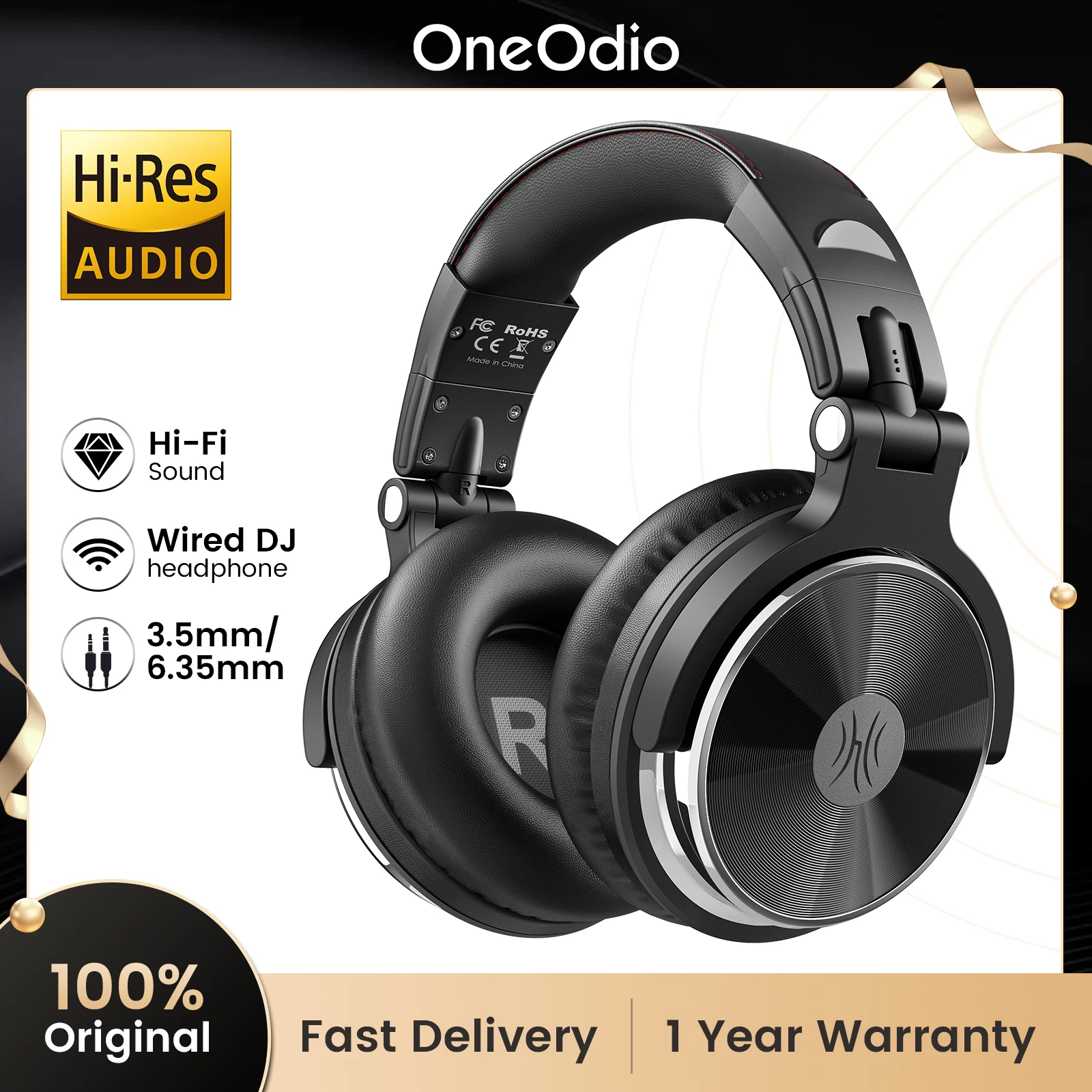 Oneodio pro-10高品質のHi-Fiドライバーを備えた有線ヘッドフォン 
