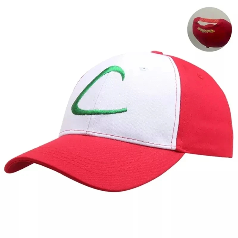 Outdoor Splicing Sun Hat Ash Ketchum Cosplay Embroidery Baseball Cap Pocket Adjustable Snapback Breathable Riding Hats
