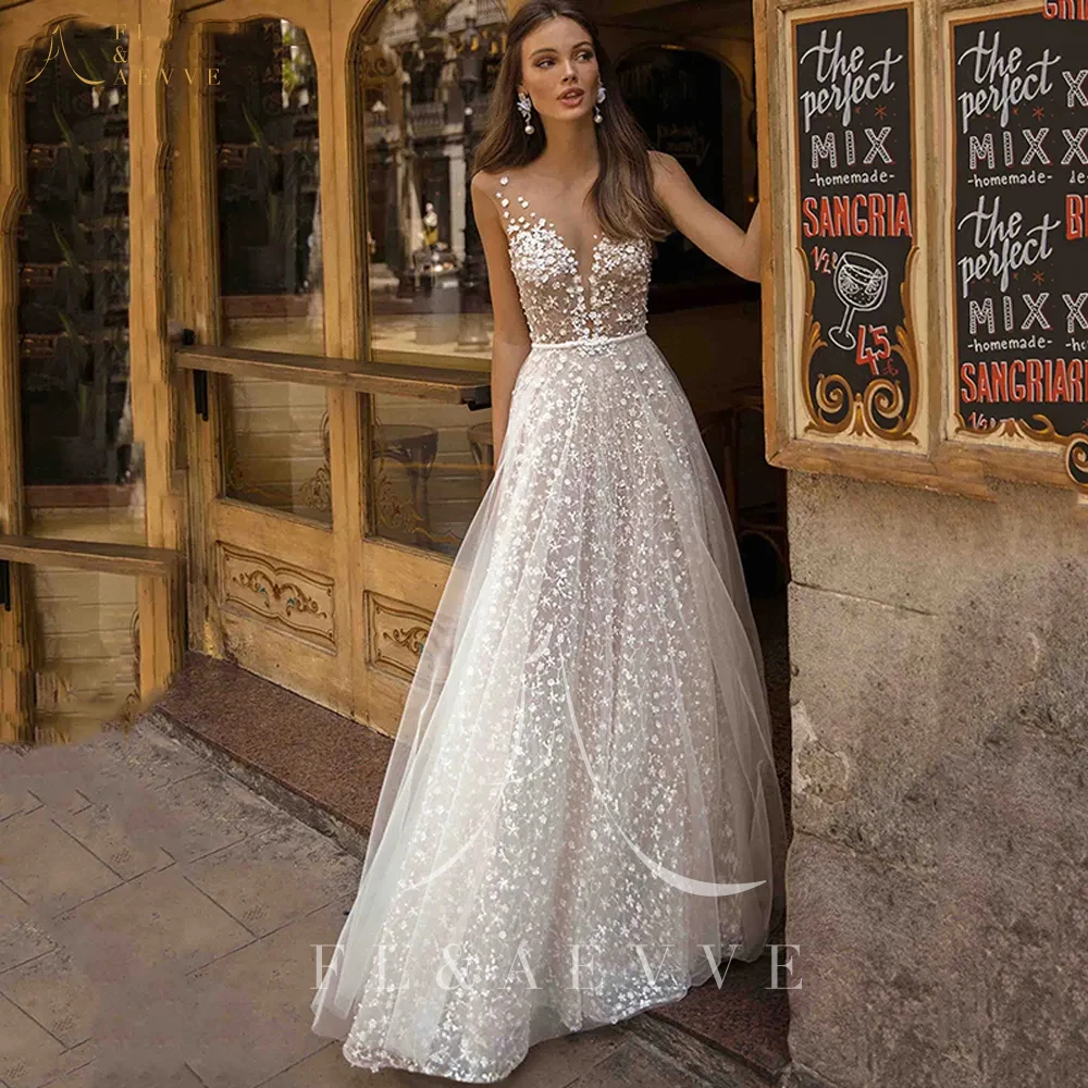 

White Lace Wedding Dresses Women's Dress V Neck Bridal Dresses 2024 A-line Elegant Gown Luxury Evening Dress Woman for Wedding