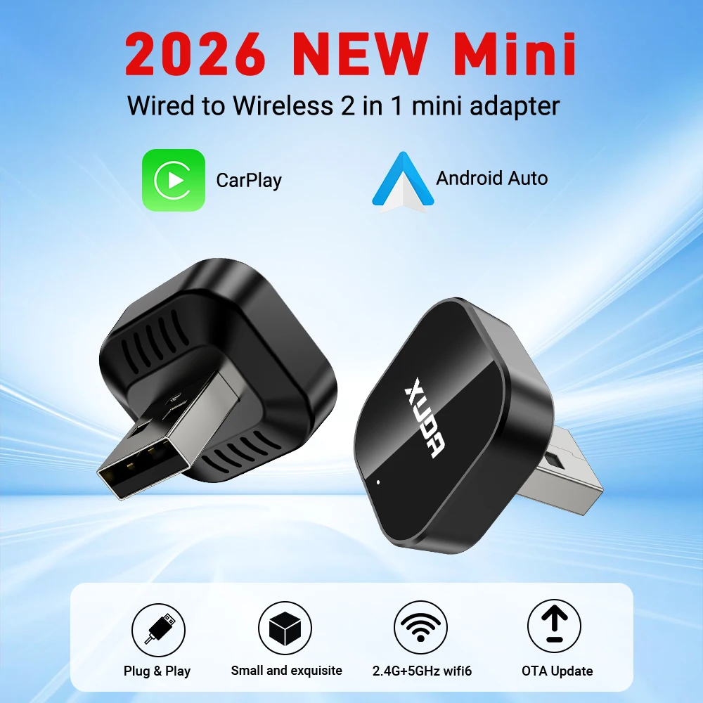Nuovo adattatore wireless Carplay/Android Auto Dongle intelligente WiFi 5GHz 2in1 per Volvo Benz Audi Kia Hyundai VW Mazda Cadillac Peugeot