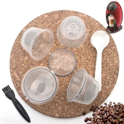 6-Piece Refillable Coffee Capsule and Filter Kit with Spoon and Brush (Clear)
