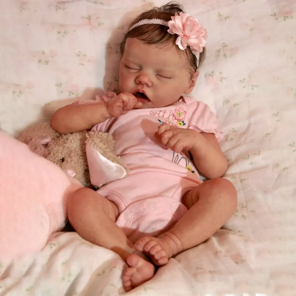 

18 Inch Finished Reborn Baby Doll Twin Full Silicone Vinyl Girl Bathable Toy Figure 3D Skin Visible Veins Handmade Gift