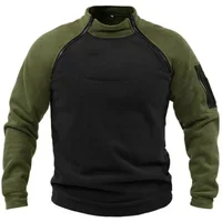 Men's Casual Stand-up Collar Sweatshirt with Double-color Sleeves, Warm and Durable for Outdoor Use, Men's Pullover Shirt