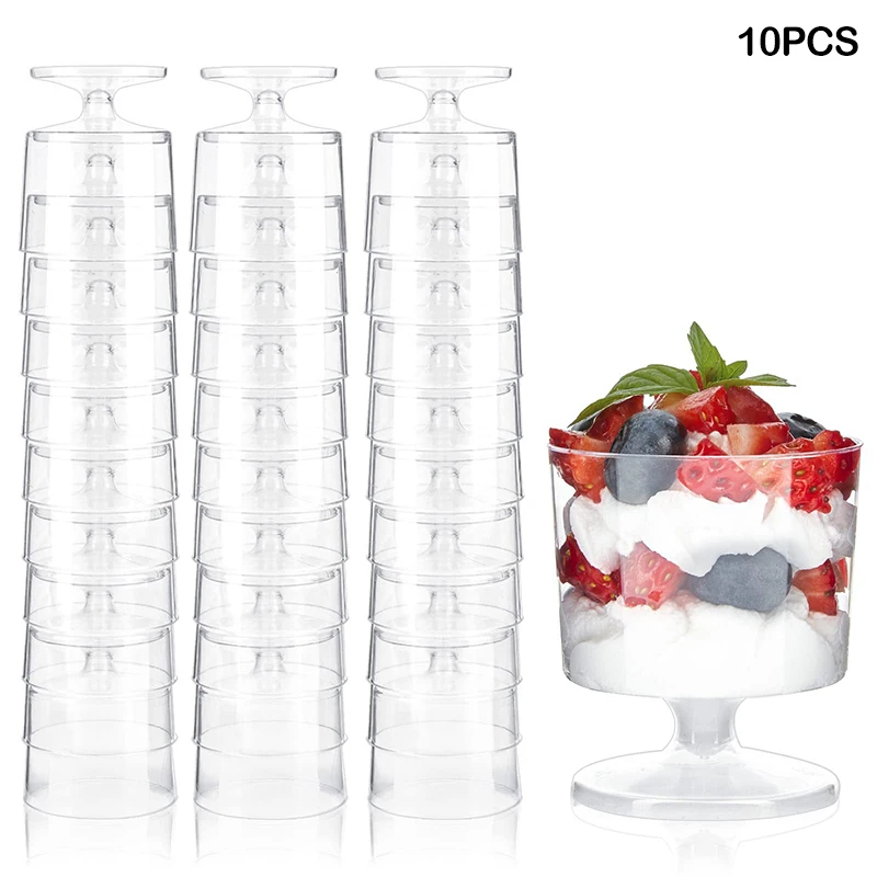Disposable Dessert Cups 10pcs Jelly Cup Disposable Plastic Cups Transparent Mousse Jelly Yogurt Baking Tools Food Container