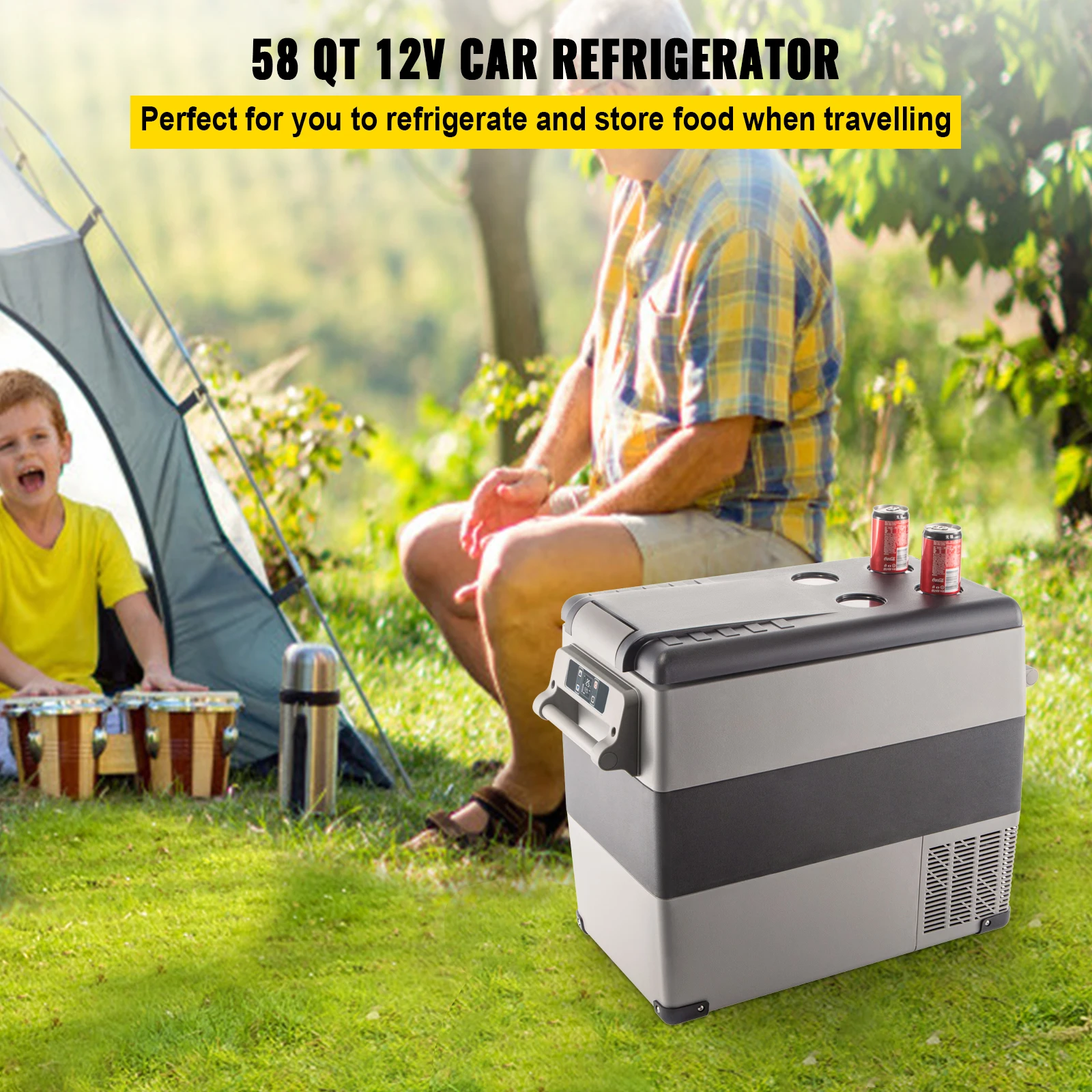 SucceBuy 55L Car Refrigerator Mini Fridge Freezer Portable Compressor Cooler DC 110-240V Ice Box for Camping Picnic