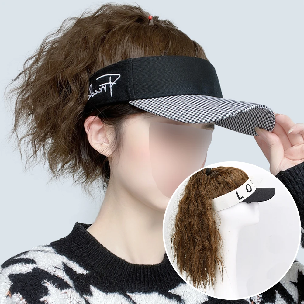 Hat With Wig Attached Wave Curly Synthetic Fluffy Long Hair Baseball Cap  For Women Ponytail Extension Adjustable Hat - Hat Wigs & Extensions -  AliExpress