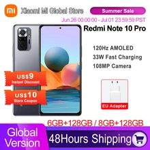 Global Version Xiaomi Redmi Note 10 Pro 6GB/8GB 64GB/128GB Smartphone 108MP Camera Snapdragon 732G 120Hz AMOLED Display