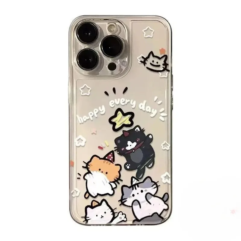 Adorable Cartoon Cat Star Clear Soft Phone Case – Decorative Back Cover